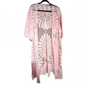 NWT Blooming Jelly Pink Kimono Mesh Tunic Swimsuit Coverup One Size Brand New